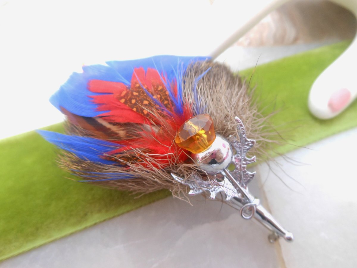 Vintage Scot Kilt Pin Thistle Feather Fur Brooch Kilt Coat Celtic Flower Jewelry Gift Mid Century, VivianJoel.com