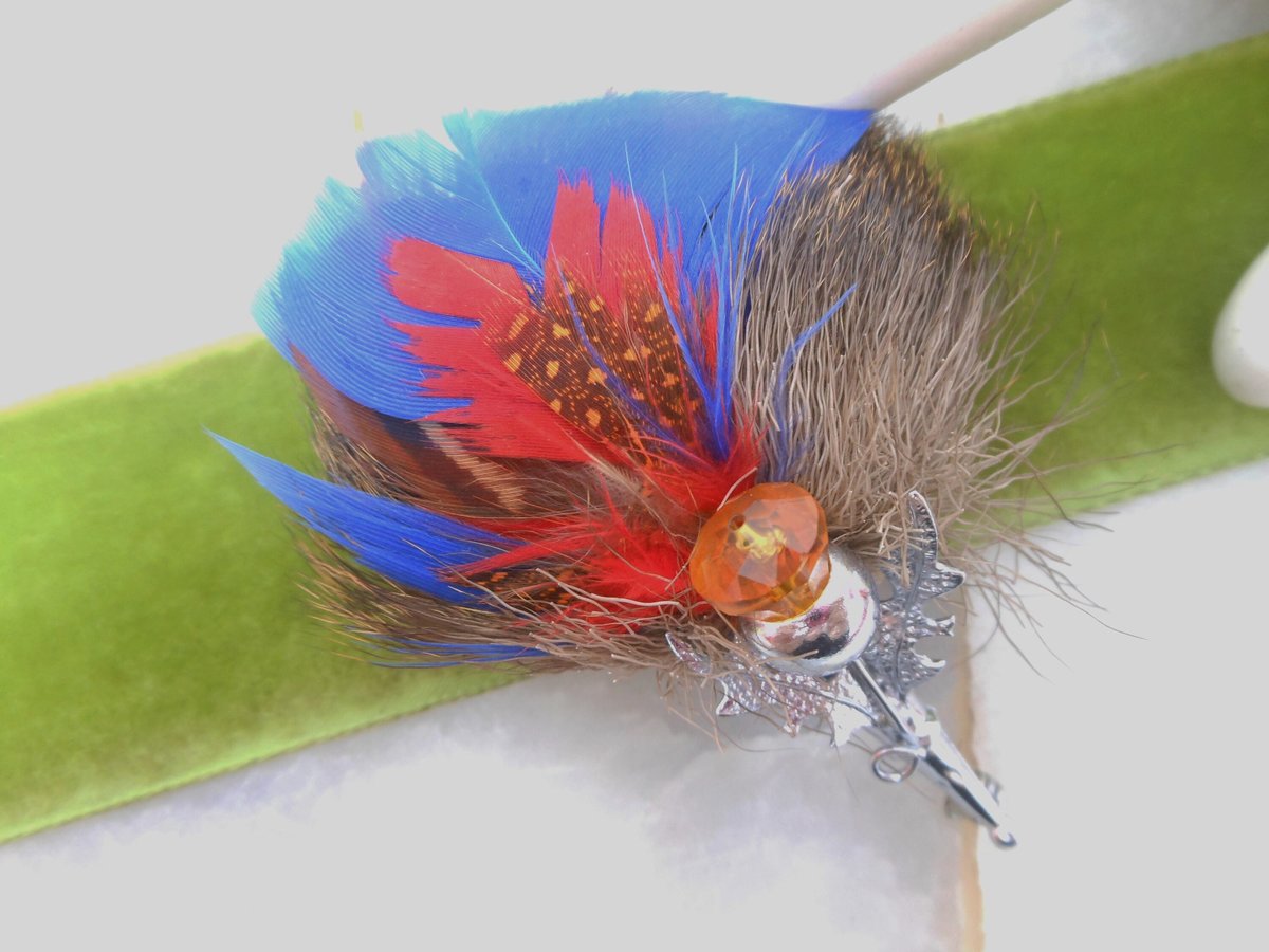 Vintage Scot Kilt Pin Thistle Feather Fur Brooch Kilt Coat Celtic Flower Jewelry Gift Mid Century, VivianJoel.com