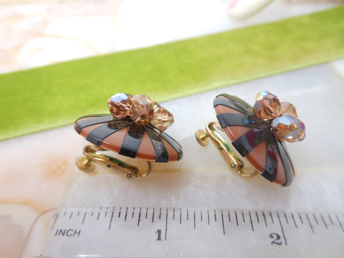 Vintage VENDOME Bead Necklace Earrings Set Crystal Plastic Jewelry Pin Up Designer Mid Century Demi Parure Jewelry Gift, VivianJoel.com