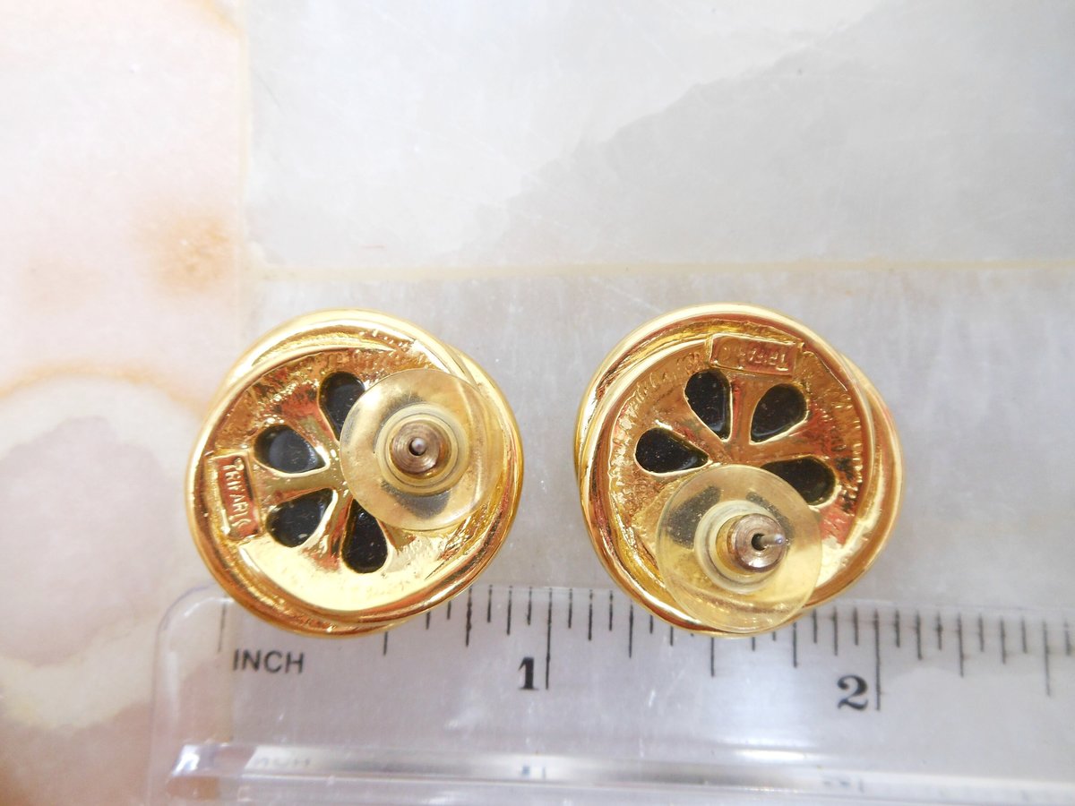 Vintage TRIFARI Earrings Black Classic Post Pierced Lucite Plastic Designer Jewelry Gift, VivianJoel.com