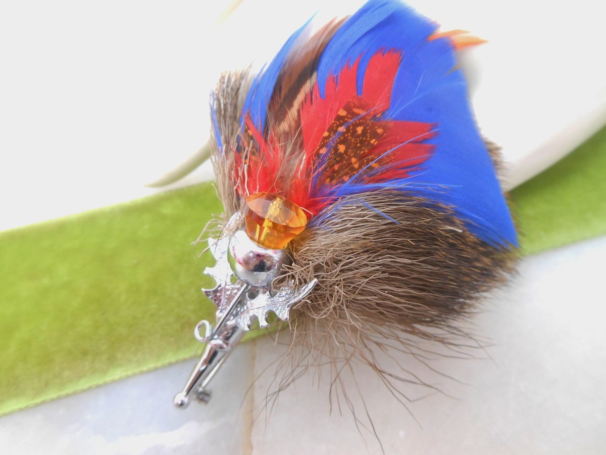Vintage Scot Kilt Pin Thistle Feather Fur Brooch Kilt Coat Celtic Flower Jewelry Gift Mid Century, VivianJoel.com