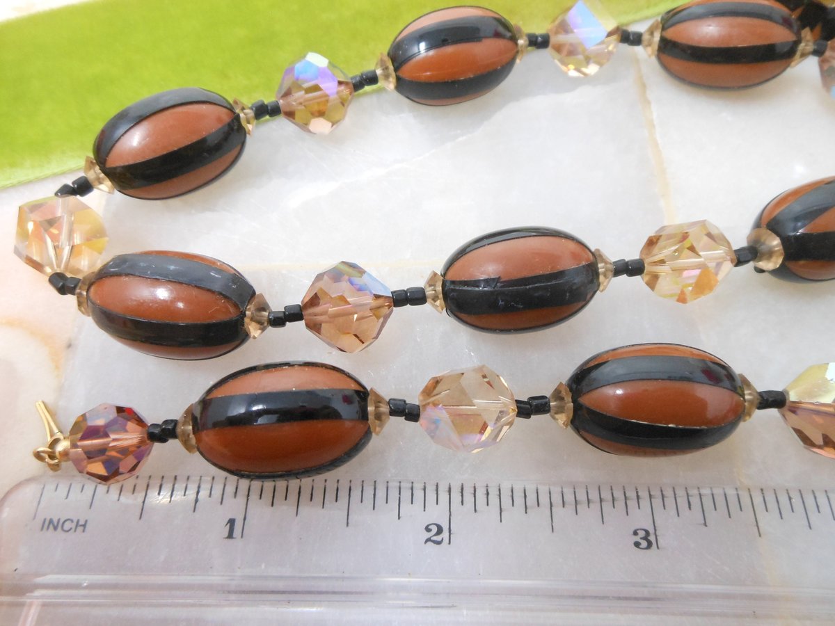 Vintage VENDOME Bead Necklace Earrings Set Crystal Plastic Jewelry Pin Up Designer Mid Century Demi Parure Jewelry Gift, VivianJoel.com