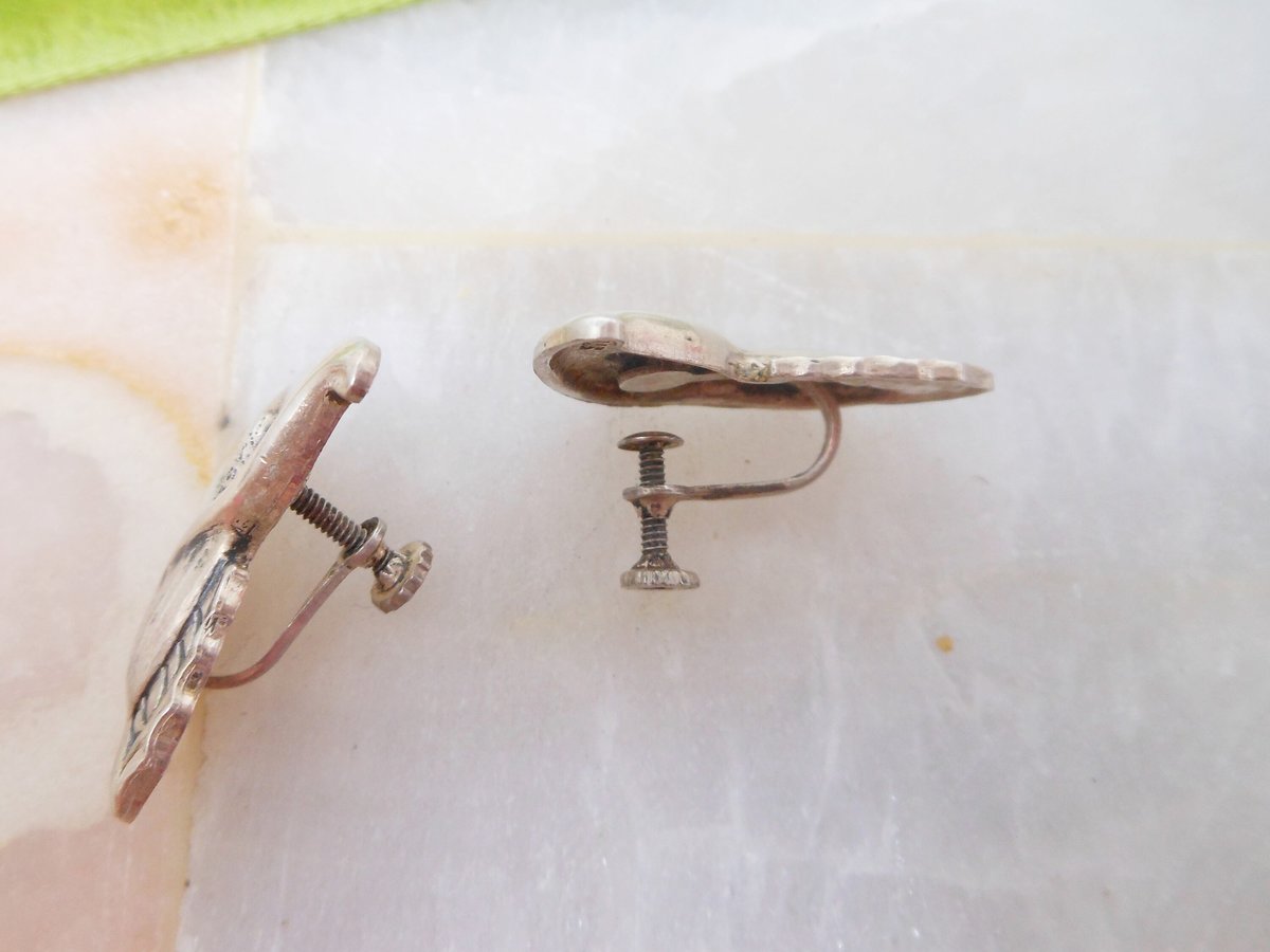 Vintage STERLING SILVER Earrings Flower Calla Lily Screw Back Mid Century Jewelry Wedding Gift, VivianJoel.com