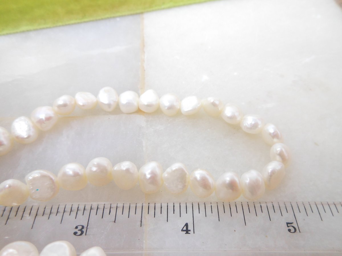 Vintage Natural Pearl Necklace Bead Sterling Silver 925 Clasp 17" White Winter Wedding Jewelry Gift, VivianJoel.com