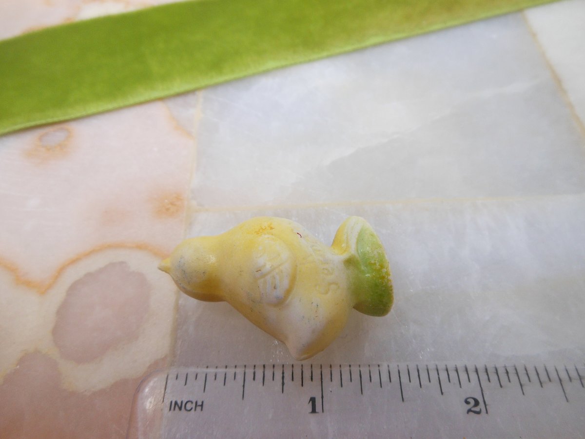 Vintage GERMANY Bisque Yellow Chick Chicken Doll Miniature Porcelain Figurine Penny Figural Easter Mid Century Gift, VivianJoel.com