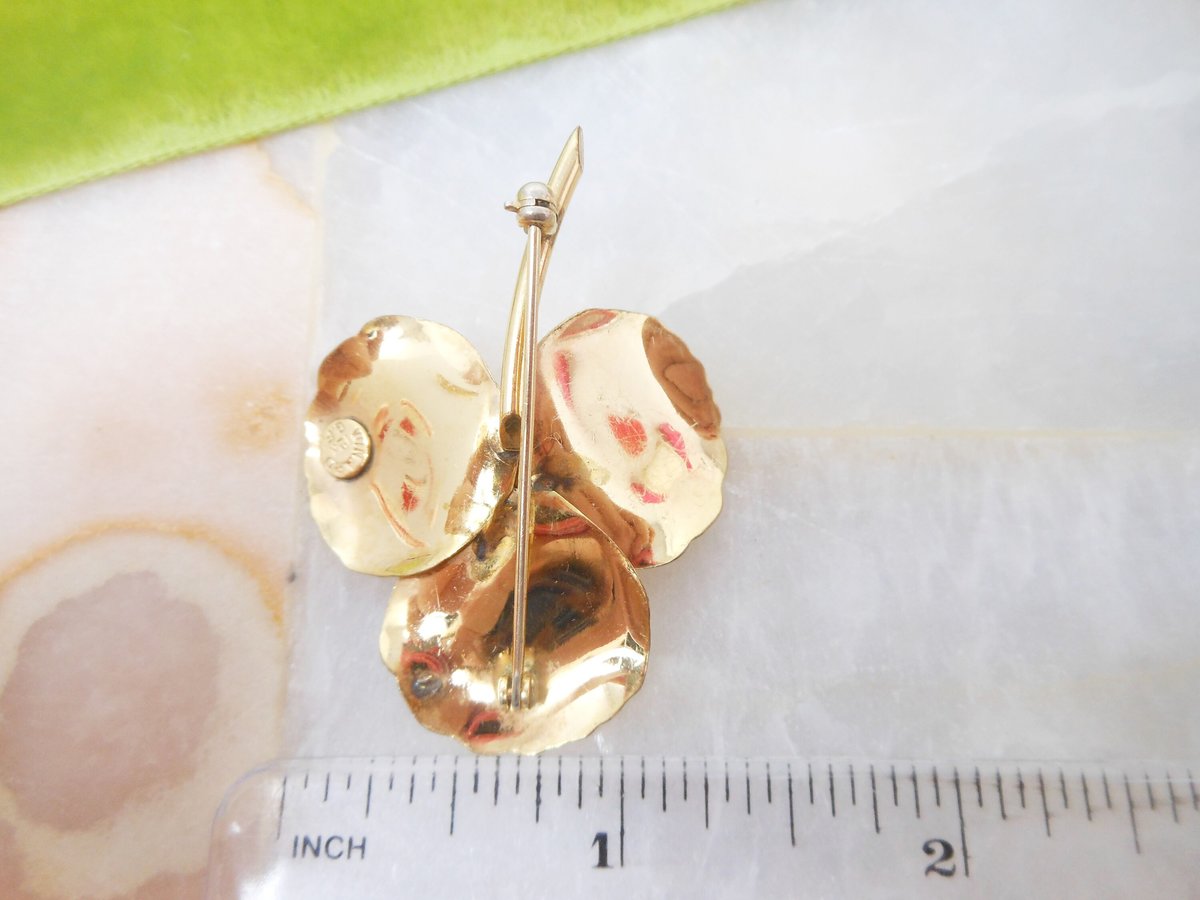 Vintage WINARD Pearl Pin Shamrock Leaf Clover Gold Fill 12K Designer Brooch GF Mid Century Jewelry Gift, VivianJoel.com