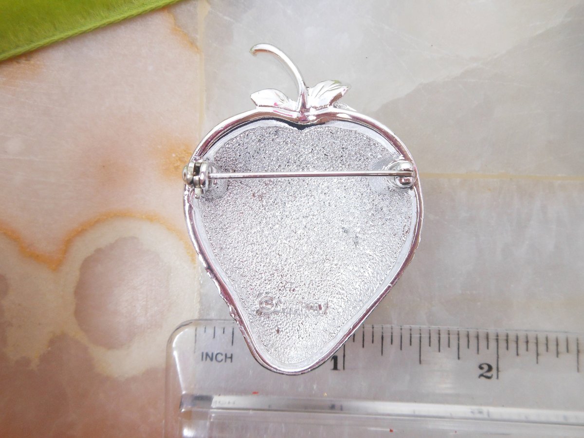 Vintage SARAH COVENTRY Brooch Strawberry Ice Fruit Pin Designer Rockabilly Mid Century Jewelry Gift, VivianJoel.com