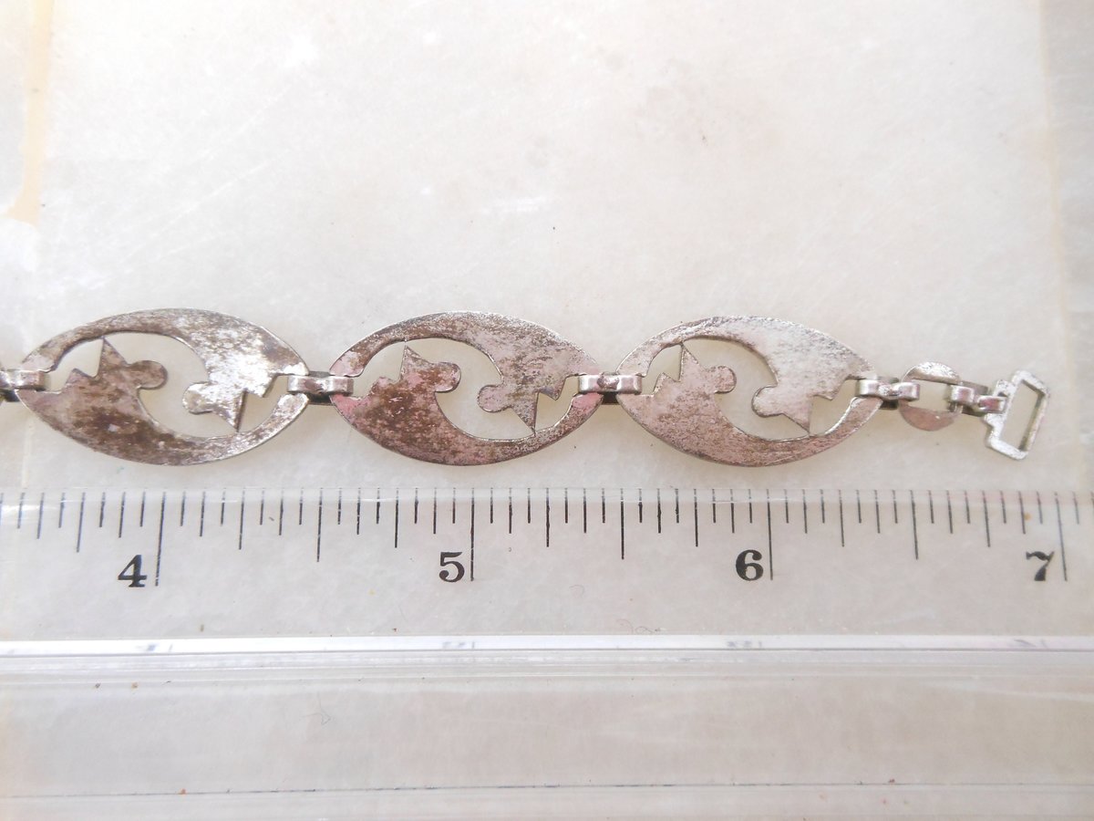 Vintage WRE Sterling Silver Art Deco Nouveau Link Bracelet Delicate Modernist RICHARDS 925 Designer Mid Century Jewelry Gift, VivianJoel.com