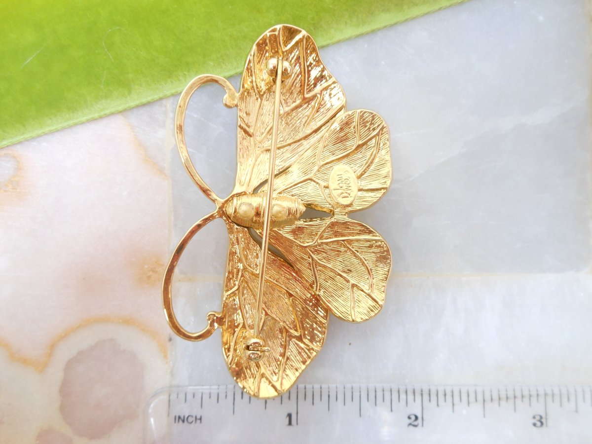 Vintage JOAN RIVERS Designer Brooch Butterfly Pin Morpho Moth Crystal Encrusted Rhinestone Insect Bug Jewelry Gift, VivianJoel.com