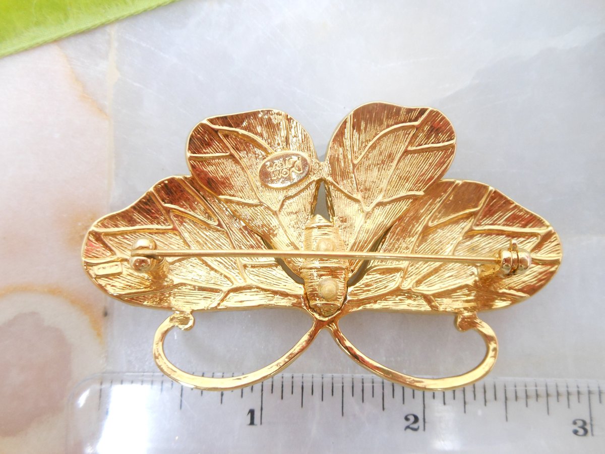 Vintage JOAN RIVERS Designer Brooch Butterfly Pin Morpho Moth Crystal Encrusted Rhinestone Insect Bug Jewelry Gift, VivianJoel.com