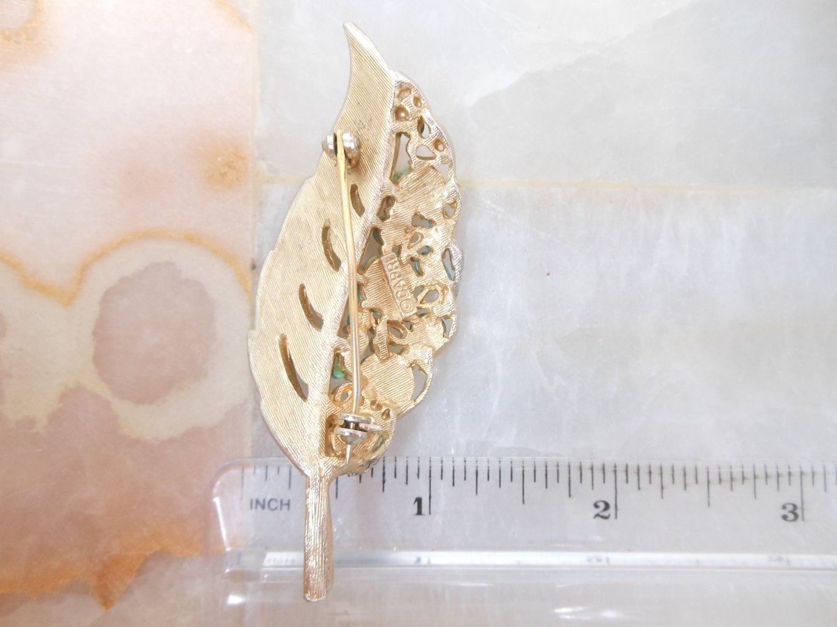 Vintage CAPRI Blue Leaf Brooch Designer Faux Turquoise Aqua Mid Century Jewelry Gift, VivianJoel.com