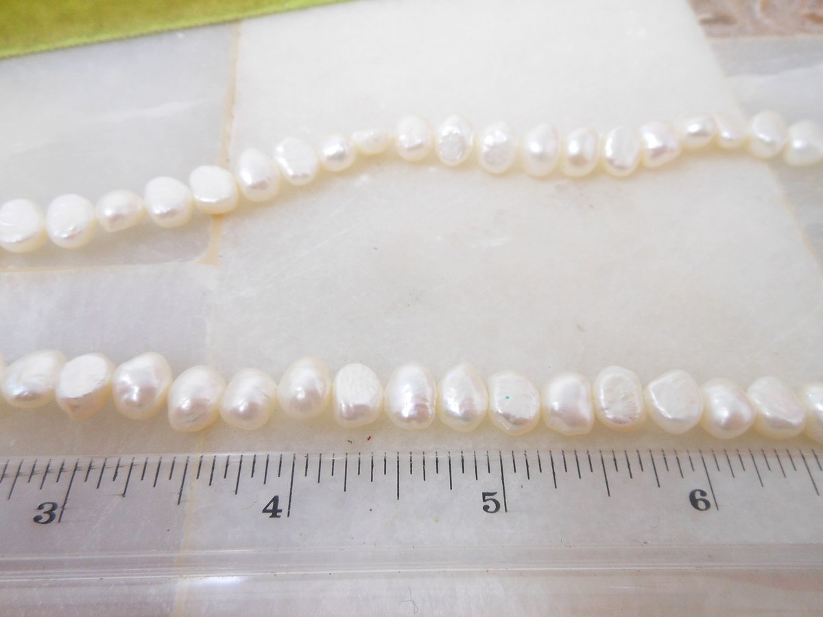 Vintage Natural Pearl Necklace Bead Sterling Silver 925 Clasp 17" White Winter Wedding Jewelry Gift, VivianJoel.com