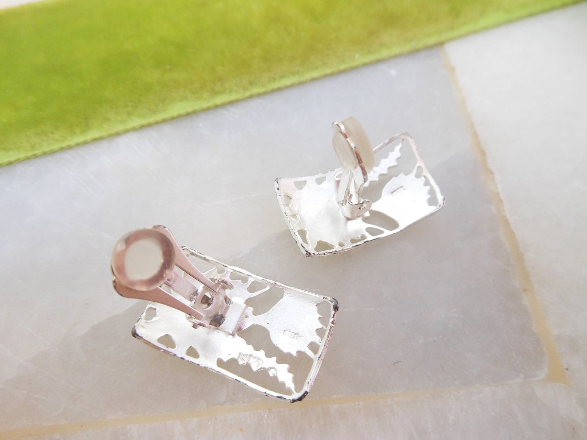 Vintage Hawaii STERLING SILVER Earrings Figural Flower Cactus Clip On Designer Artist Leighton Lam Jewelry Wedding Gift, VivianJoel.com