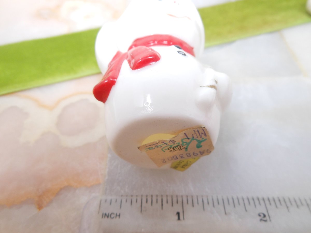 Vintage Miniature Snowman Christmas Candy Cane Bone China Taiwan Stocking Stuffer Gift, VivianJoel.com