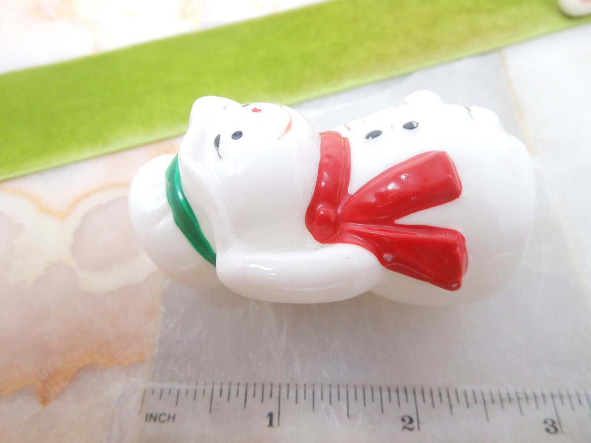 Vintage Miniature Snowman Christmas Candy Cane Bone China Taiwan Stocking Stuffer Gift, VivianJoel.com