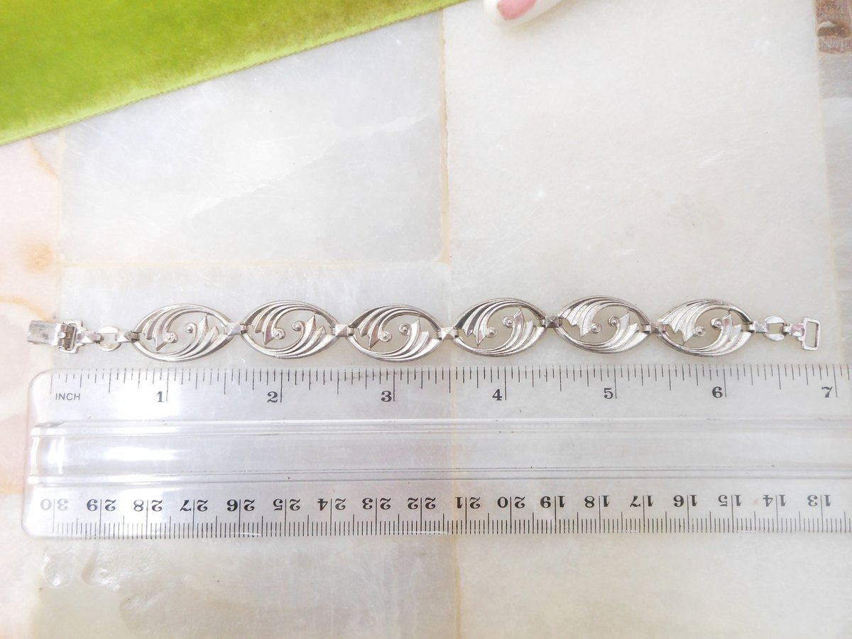 Vintage WRE Sterling Silver Art Deco Nouveau Link Bracelet Delicate Modernist RICHARDS 925 Designer Mid Century Jewelry Gift, VivianJoel.com