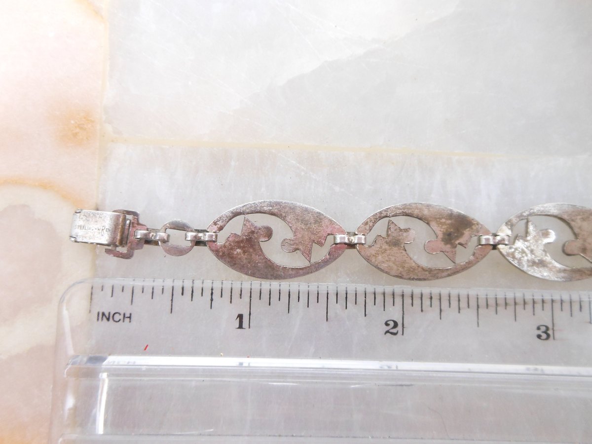 Vintage WRE Sterling Silver Art Deco Nouveau Link Bracelet Delicate Modernist RICHARDS 925 Designer Mid Century Jewelry Gift, VivianJoel.com