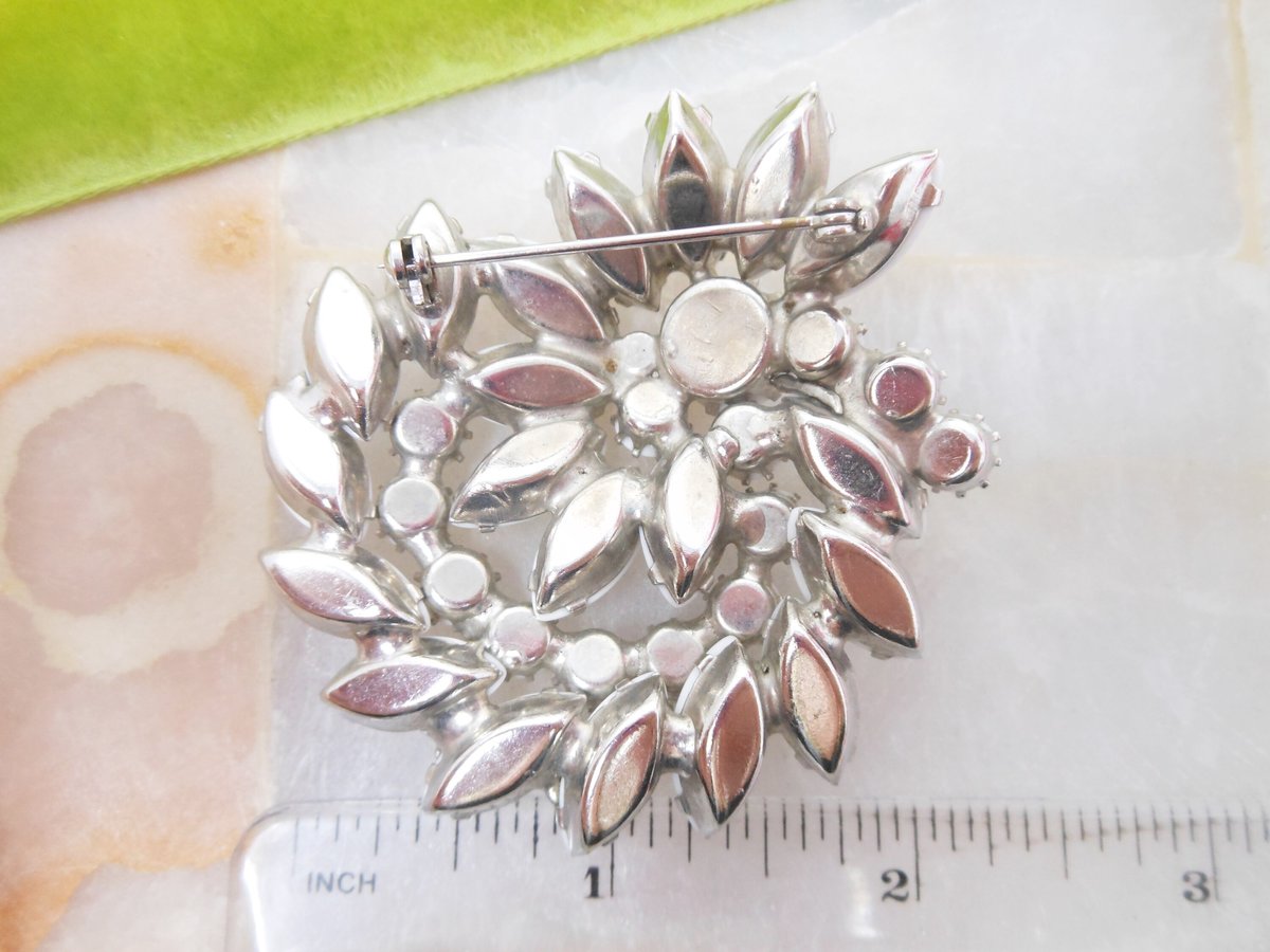 Vintage White Milk Glass Brooch Flower Bouquet Pin Pinwheel Wedding Bride Jewelry Gift Mid Century, VivianJoel.com