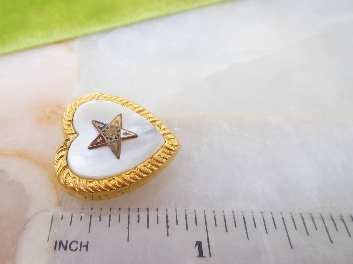 Vintage Pittman Keeler Brooch EASTERN STAR Pin Enamel Gold Fill GF Designer Jewelry Heart Gift Masonic Mid Century, VivianJoel.com