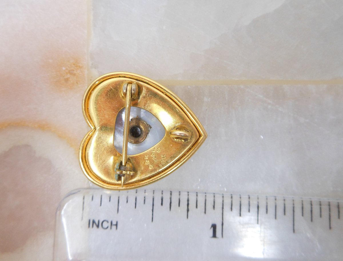 Vintage Pittman Keeler Brooch EASTERN STAR Pin Enamel Gold Fill GF Designer Jewelry Heart Gift Masonic Mid Century, VivianJoel.com