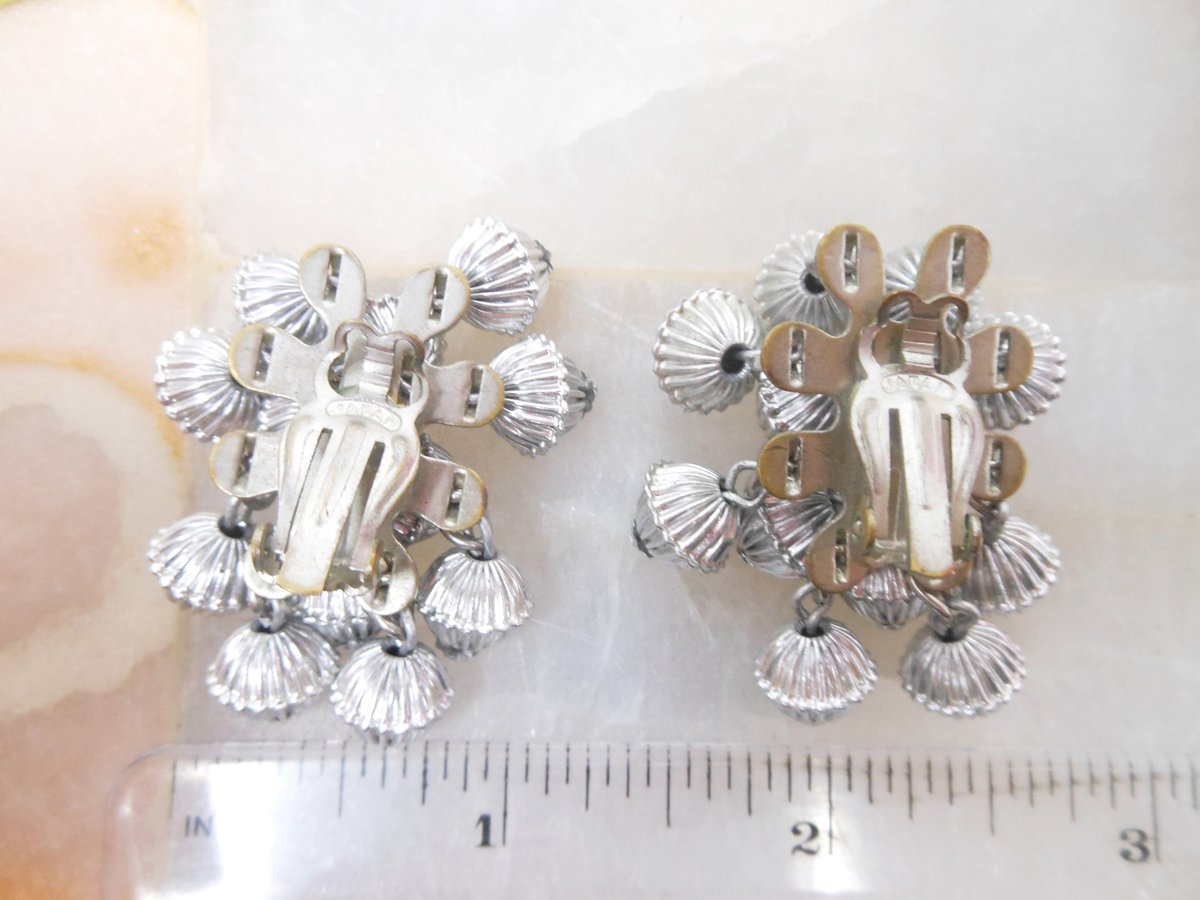 Vintage Silver Bead Cha Cha Earrings Dangle Drop Waterfall Chunky Fab Lightweight Jewelry Gift JAPAN Mid Century, VivianJoel.com