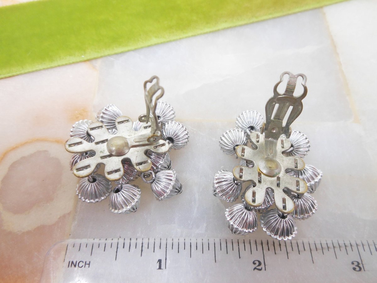 Vintage Silver Bead Cha Cha Earrings Dangle Drop Waterfall Chunky Fab Lightweight Jewelry Gift JAPAN Mid Century, VivianJoel.com