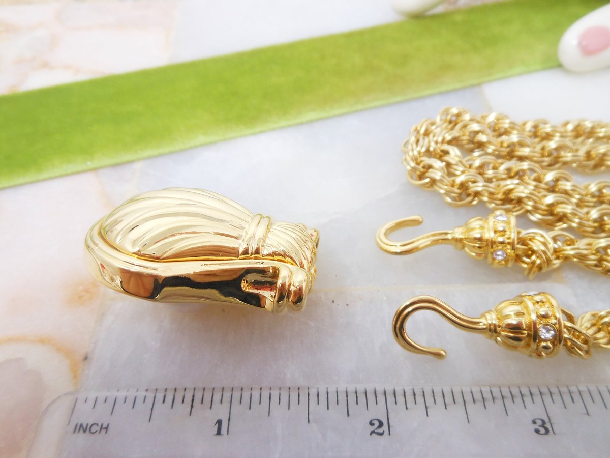 Vintage NOLAN MILLER Pendant Necklace Glamour Collection Gold Plate Chain Rhinestone Crystal Designer Jewelry Gift, VivianJoel.com