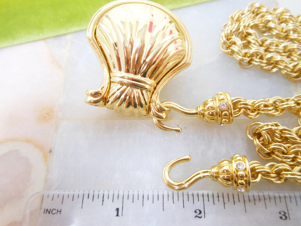 Vintage NOLAN MILLER Pendant Necklace Glamour Collection Gold Plate Chain Rhinestone Crystal Designer Jewelry Gift, VivianJoel.com