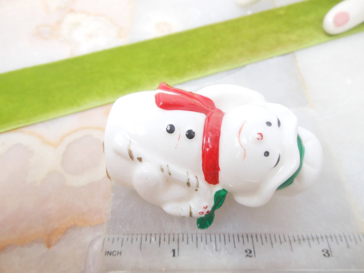 Vintage Miniature Snowman Christmas Candy Cane Bone China Taiwan Stocking Stuffer Gift, VivianJoel.com