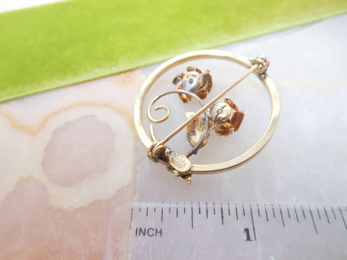 Vintage REGEL Wreath Brooch Gold Fill Rose Flower 12K GF Valentine Petite Designer Jewelry Gift Mid Century, VivianJoel.com