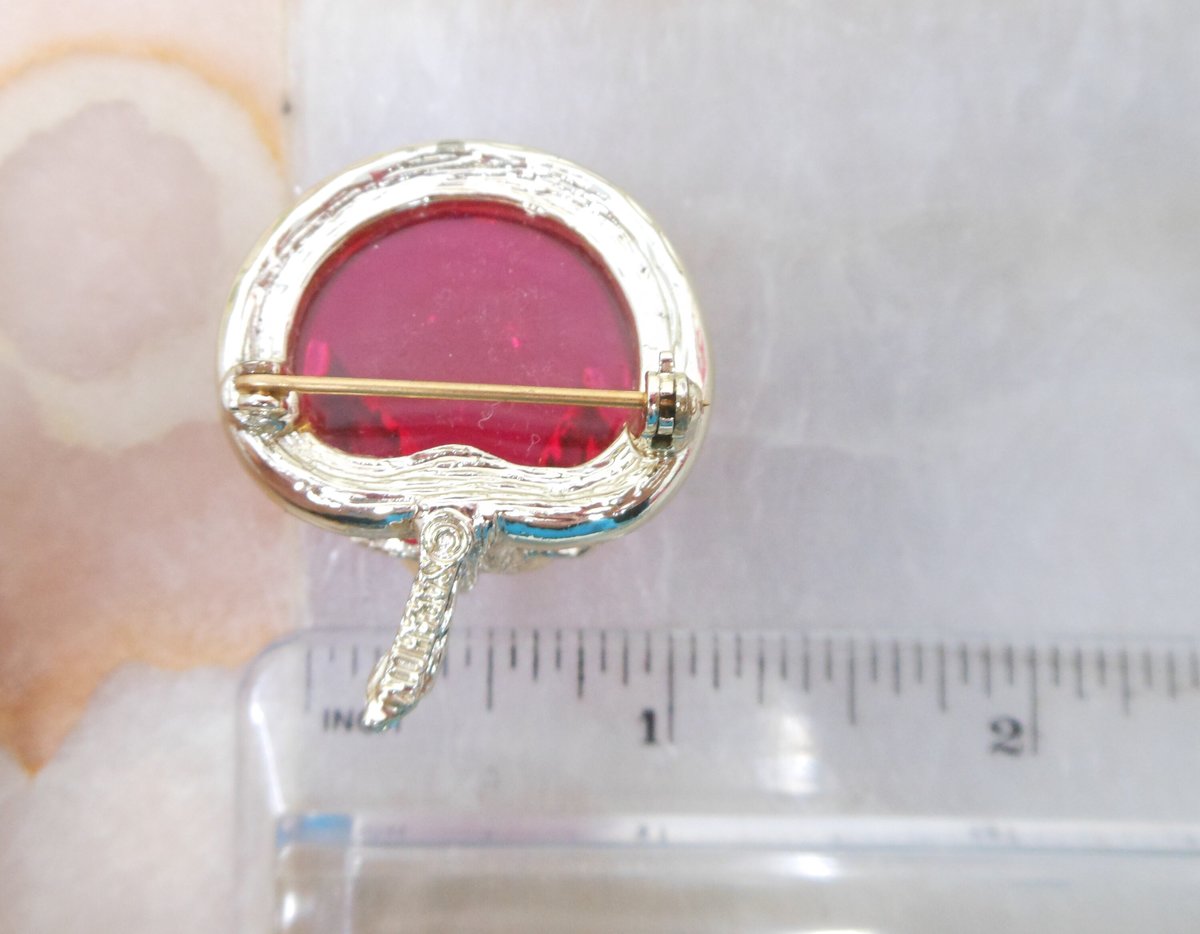 Vintage SARAH COVENTRY Pink Apple Brooch Bright Fruit Jelly Belly Lucite Burgundy Pin Designer Jewelry Mid Century, VivianJoel.com