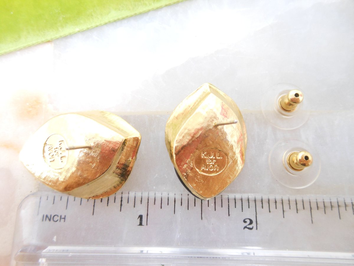 Vintage KJL Black Rose KENNETH Jay LANE Earrings Crystal Lucite Pierced Designer Runway Jewelry Gift Avon, VivianJoel.com