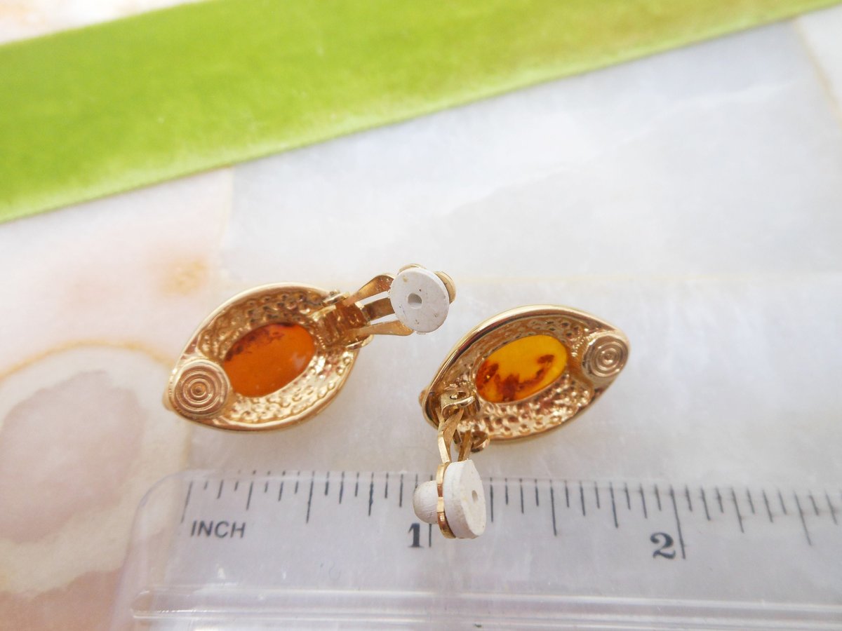 Vintage LOUIS STERN Earrings Clip On Honey Stone Crystal Rhinestone Mogul Classic Designer LS Jewelry Gift, VivianJoel.com