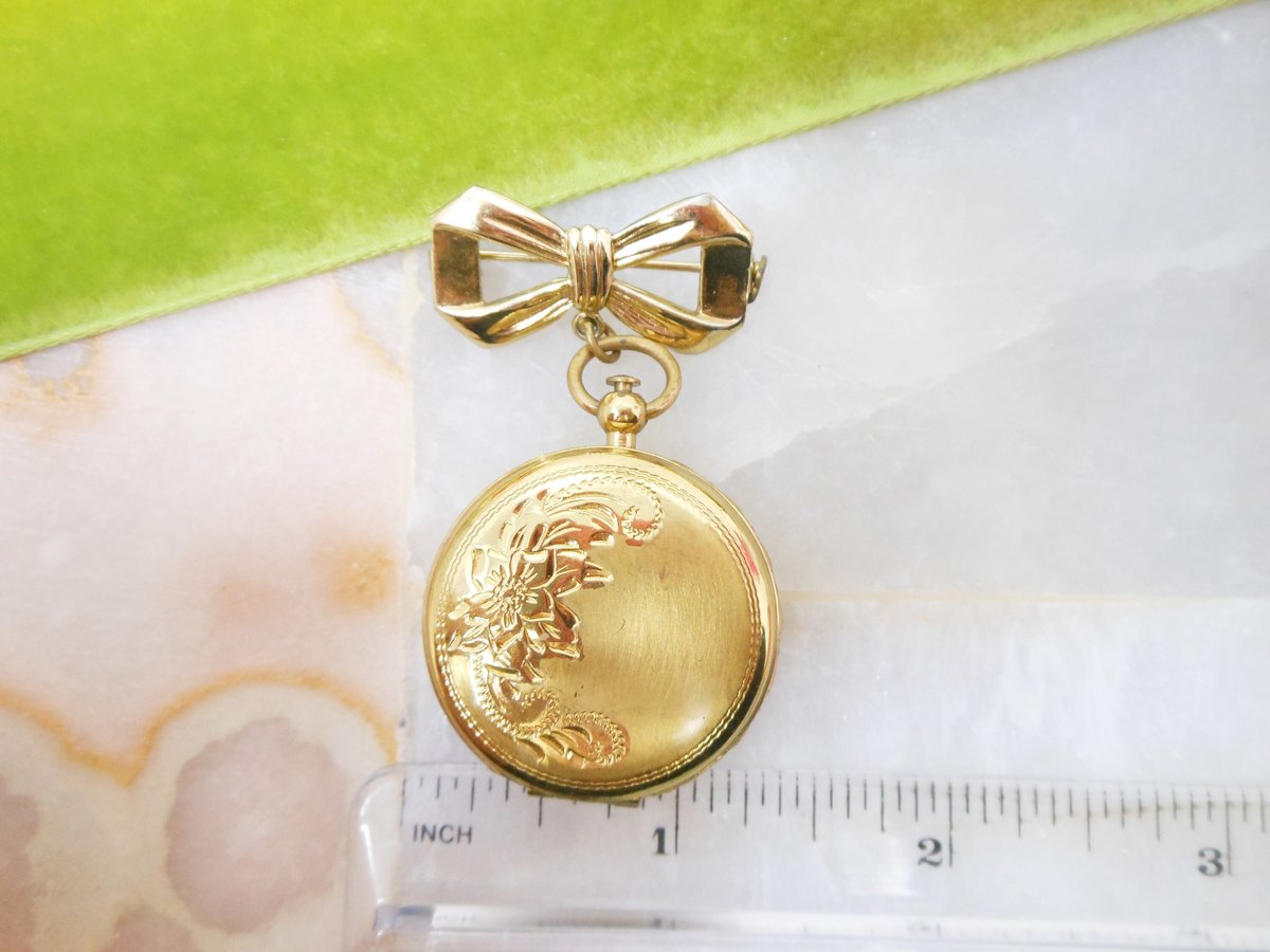 Vintage CORO Locket Charm Dangle Fob Brooch 2 Photo Pin Mid Century Designer Jewelry Gift, VivianJoel.com