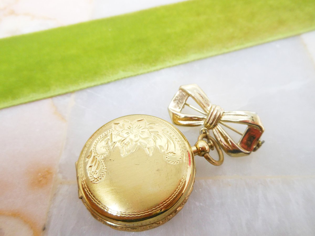 Vintage CORO Locket Charm Dangle Fob Brooch 2 Photo Pin Mid Century Designer Jewelry Gift, VivianJoel.com