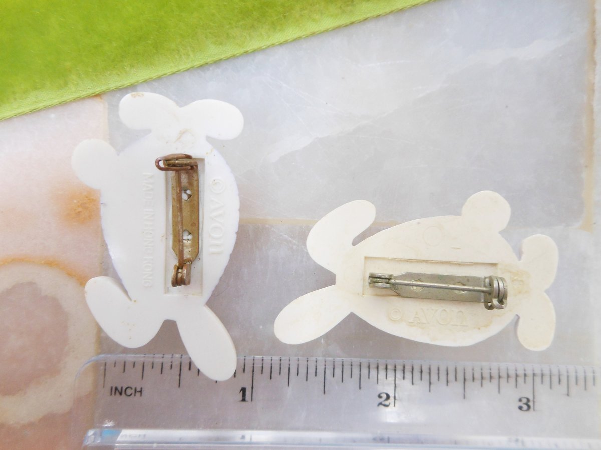 Vintage LOT 2 Easter Bunny Rabbit Egg Pin Brooch Designer AVON Plastic Resin Collectible Jewelry Gift, VivianJoel.com