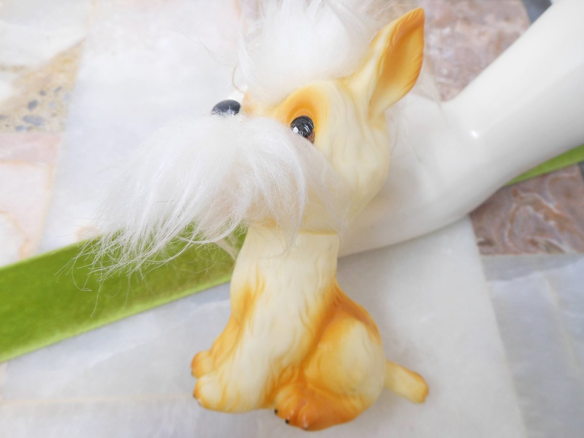 Vintage KAMAR JAPAN Rubber Scotty Terrier Dog Toy Ornament Furry Soft Plastic 1970s Mid Century, VivianJoel.com