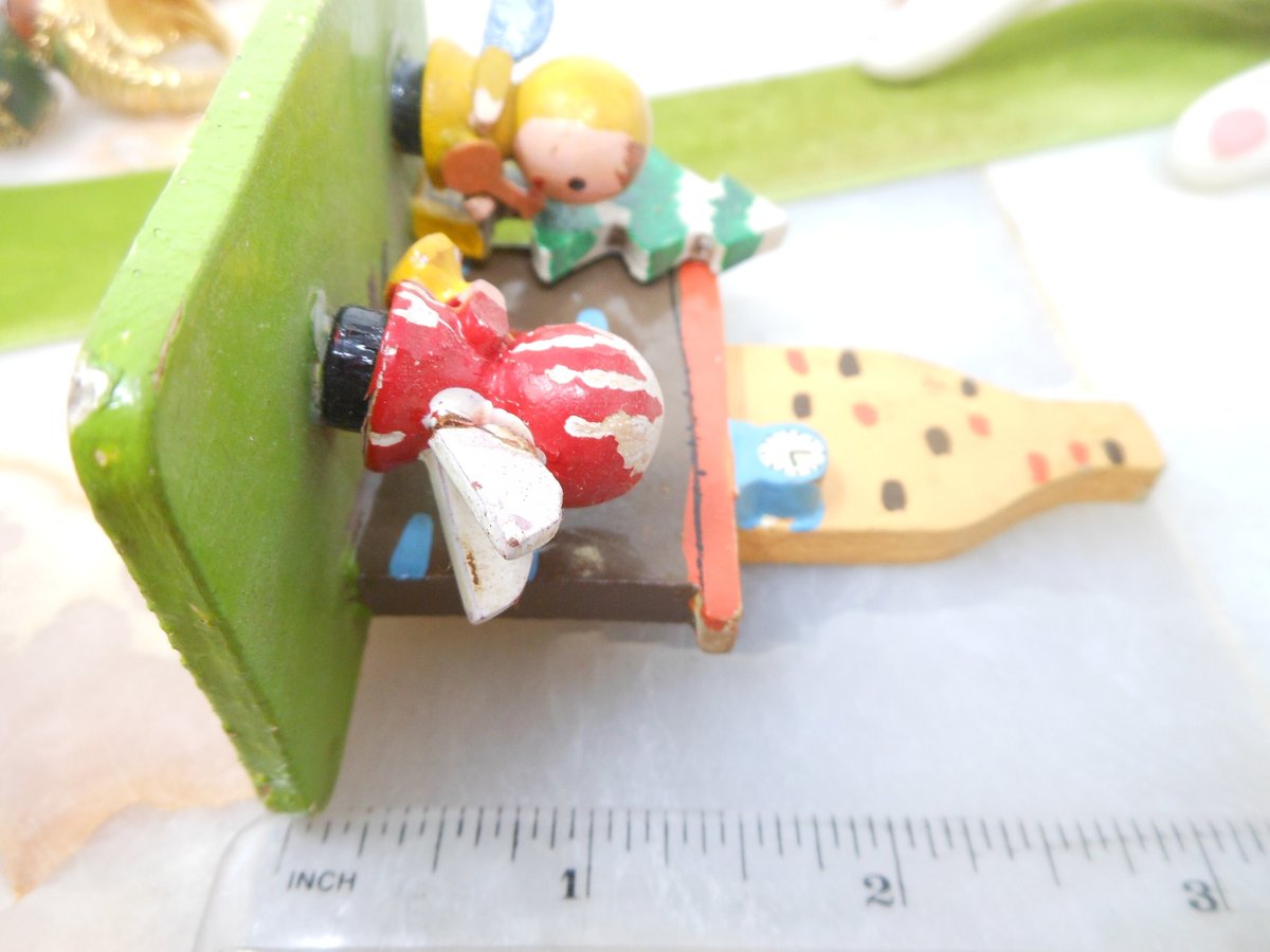 Vintage Christmas Diorama Wood Angel Fireplace Tree Handpaint JAPAN Mid Century *as is*, VivianJoel.com