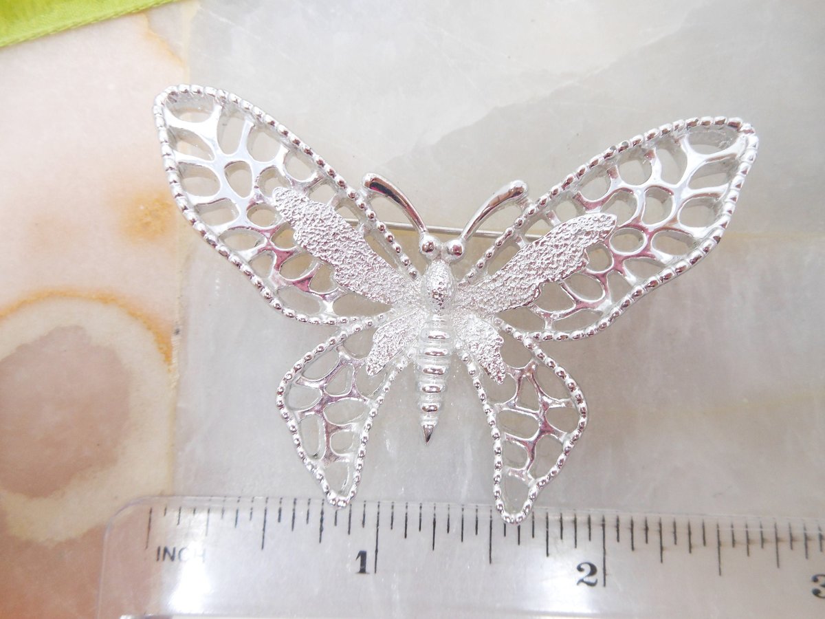 Vintage SARAH COVENTRY Butterfly Pin Insect Bug Brooch Designer Silvertone Figural Mid Century Jewelry Gift, VivianJoel.com