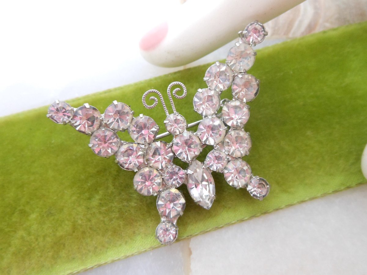 Vintage JULIANA Verified Brooch Butterfly Ice Clear Rhinestone Pin Figural Bug Insect Designer Jewelry Gift Mid Century, VivianJoel.com