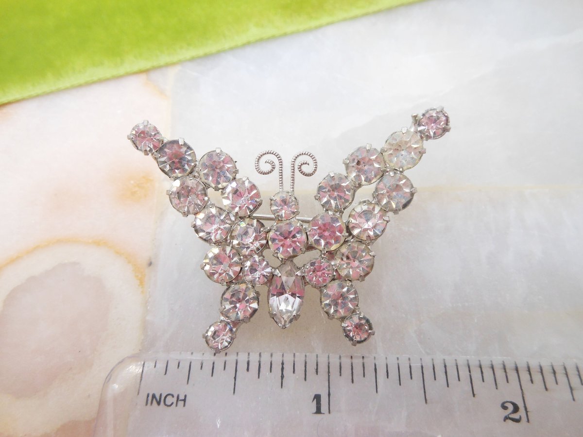 Vintage JULIANA Verified Brooch Butterfly Ice Clear Rhinestone Pin Figural Bug Insect Designer Jewelry Gift Mid Century, VivianJoel.com