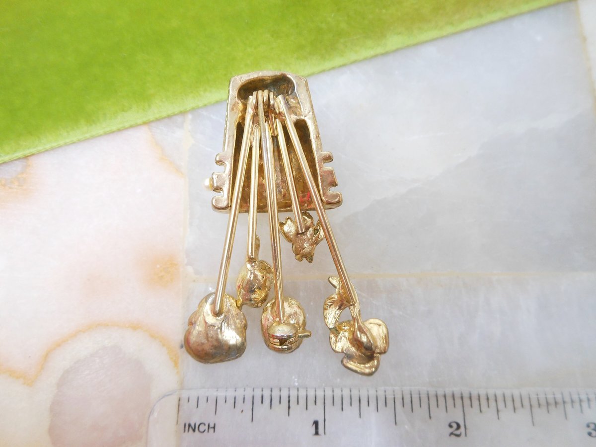 Vintage GOLDETTE Stick Pin Brooch Thimble Bouquet Cameo Bee Snake Ornate Victorian Revival Designer Mid Century Jewelry Gift, VivianJoel.com