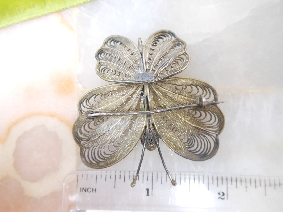 Vintage Cannetille Butterfly Moth Pin Brooch Insect Bug Ornate Silver Figural Mid Century Jewelry Gift, VivianJoel.com