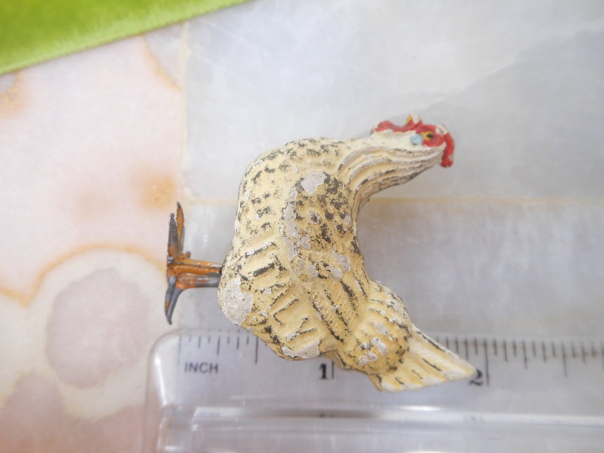 Vintage ITALY Miniature Composition Rooster Bird Metal Feet Easter Farmhouse Mid Century, VivianJoel.com