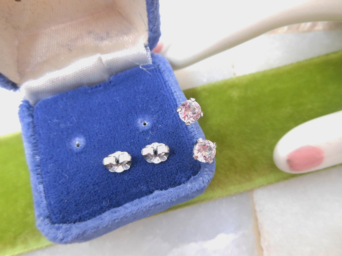 Vintage STERLING SILVER Crystal Earrings Stud Pierced Post IOB Avon Designer Jewelry Gift, VivianJoel.com