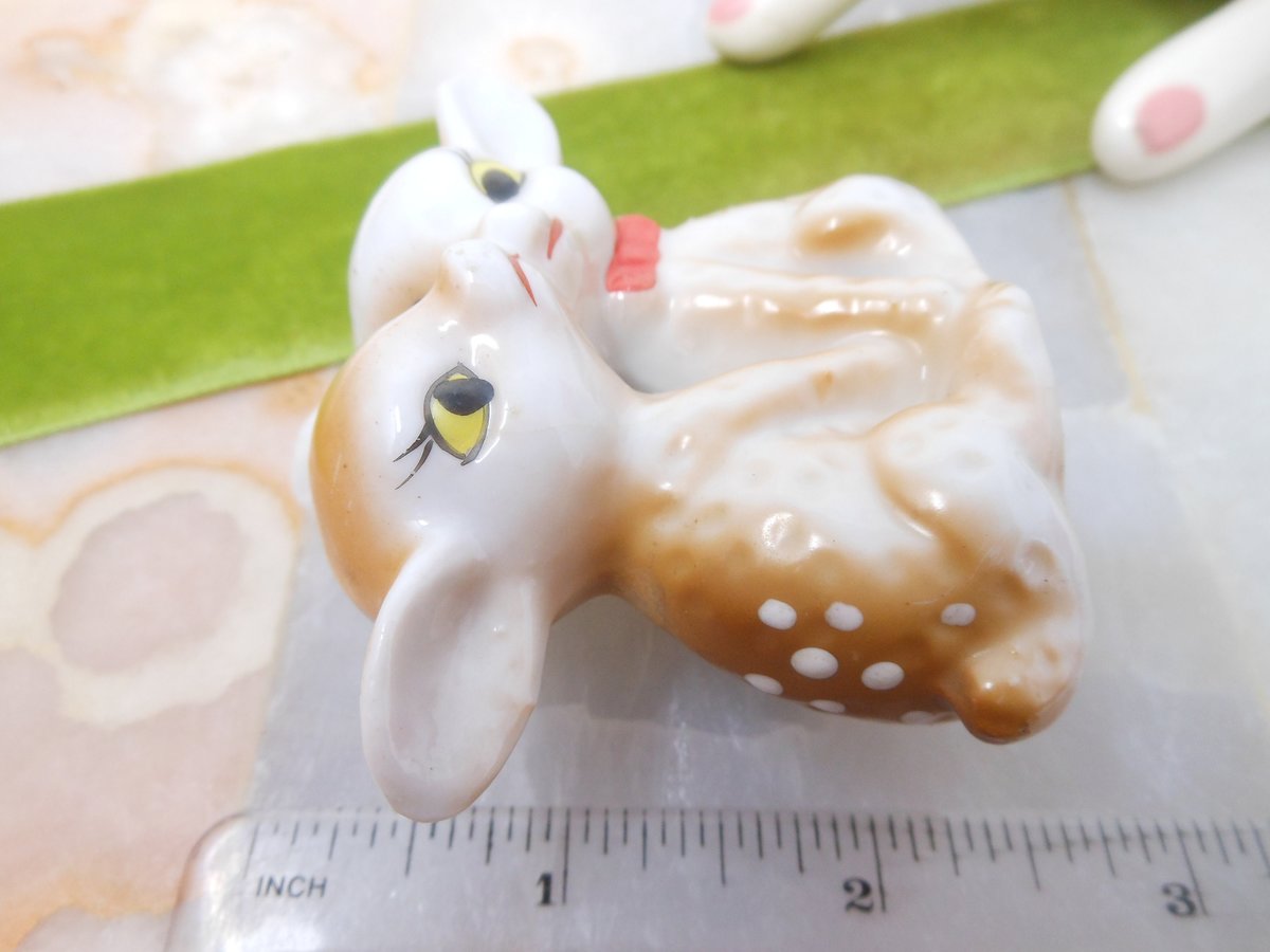 Vintage JAPAN Big Eye Deer Fawn Miniature Ceramic Porcelain Figurine Christmas Anytime Reindeer Mid Century Gift *as is*, VivianJoel.com