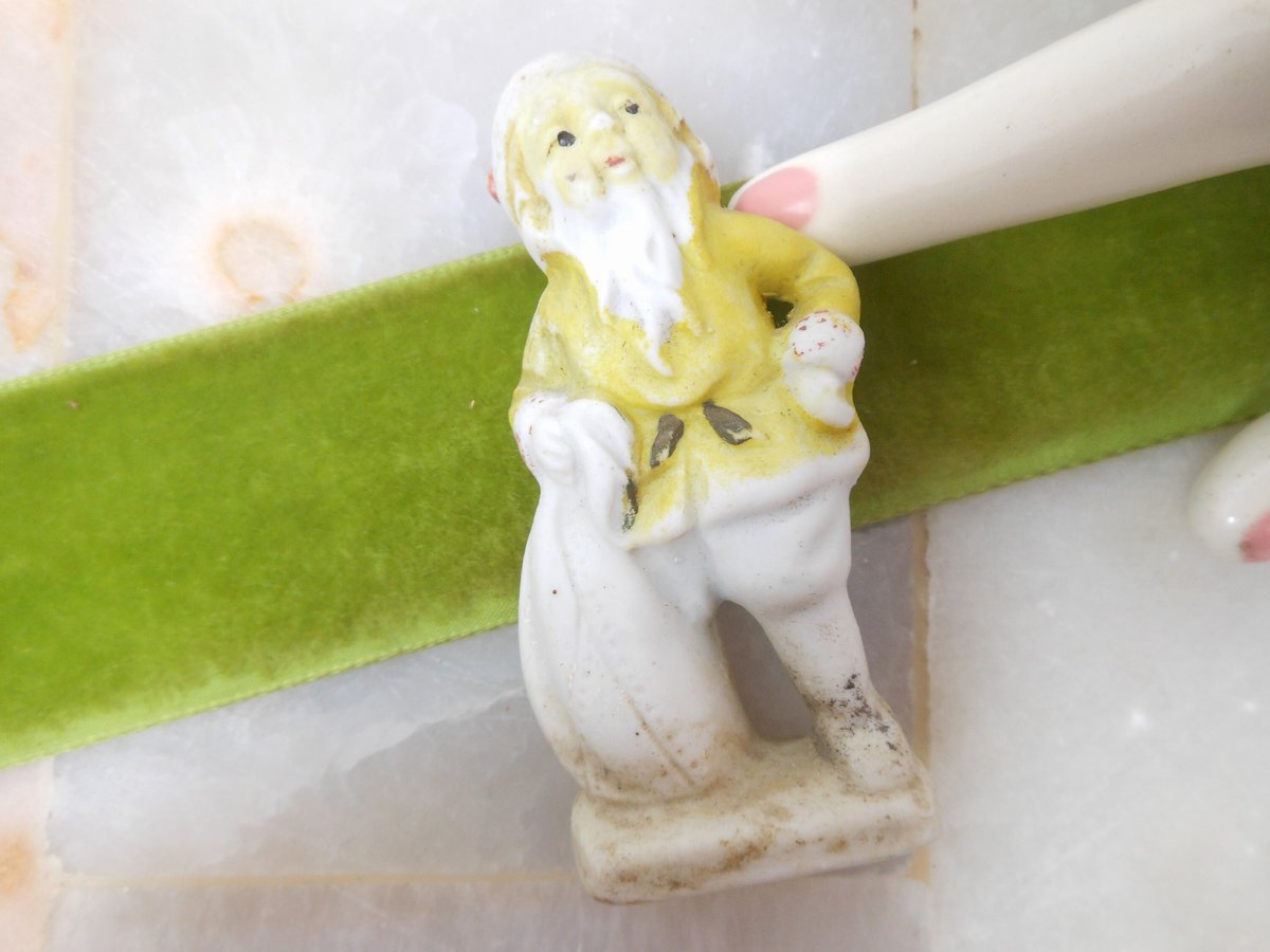 Vintage JAPAN Gnome Pixie Elf Santa Bisque Ceramic Porcelain Christmas Anytime Figurine Mid Century, VivianJoel.com