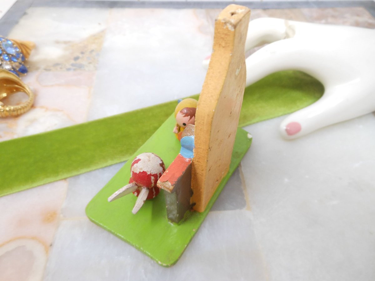 Vintage Christmas Diorama Wood Angel Fireplace Tree Handpaint JAPAN Mid Century *as is*, VivianJoel.com