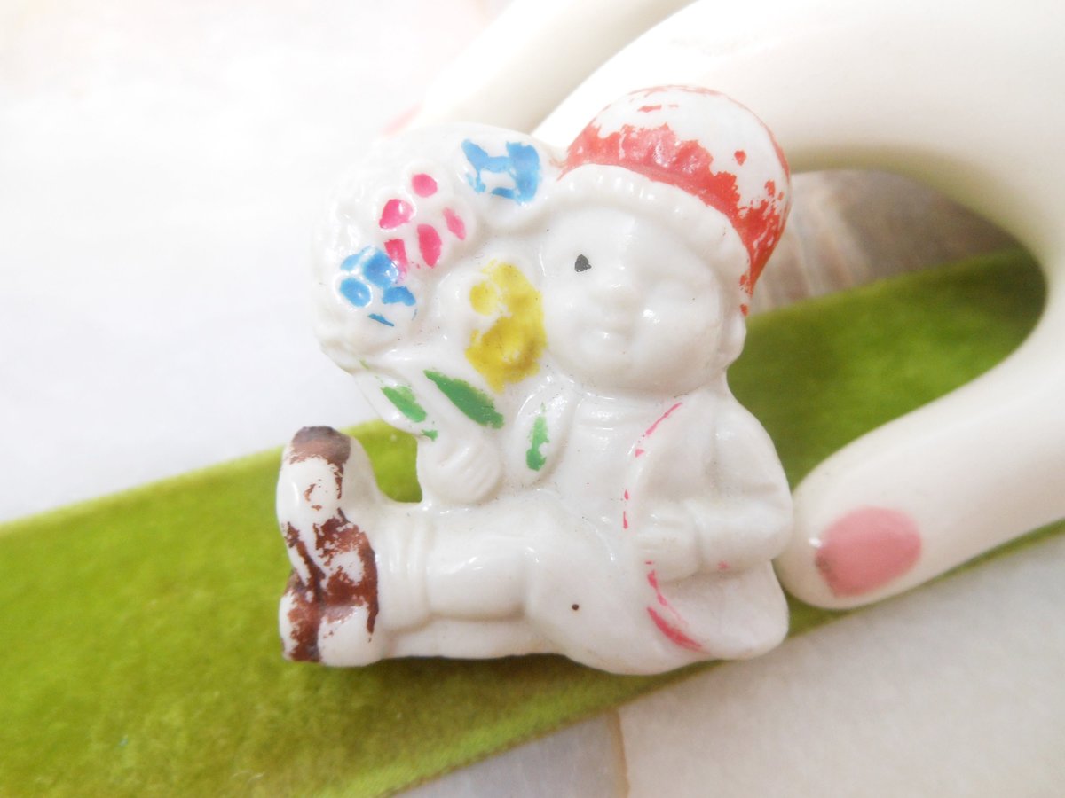 Vintage Miniature JAPAN Flower Girl Porcelain Ceramic Shadowbox Figurine Kitsch Mid Century, VivianJoel.com