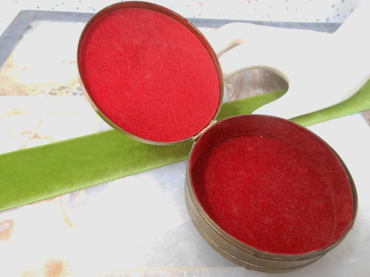 Vintage MARGARET ROSE England Trinket Jewelry Pill Box Enamel Bird Marcasite Brass Mid Century *as is*, VivianJoel.com